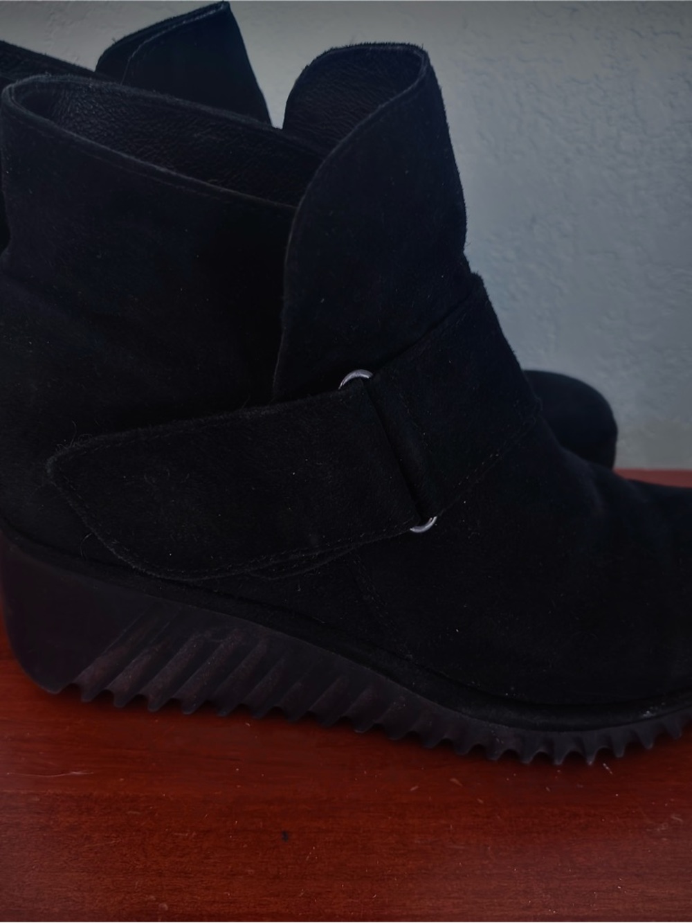 Fly London Black Suede Wedge Ankle Booties - Picture 2 of 6